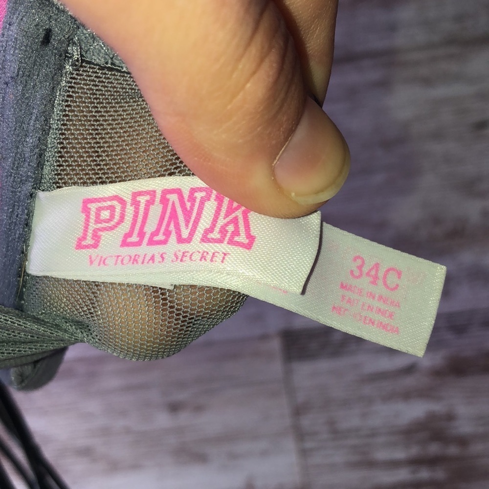 Victoria’s Secret PINK bra size 34C racer back style purplish gray mesh … - Picture 4 of 5